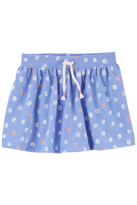 Short pollera de algodón diseño floral Sin color