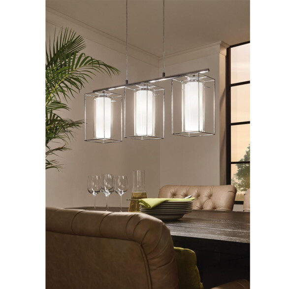 Lámpara colgante metal cromo/vidrio opal LONCINO EG0242