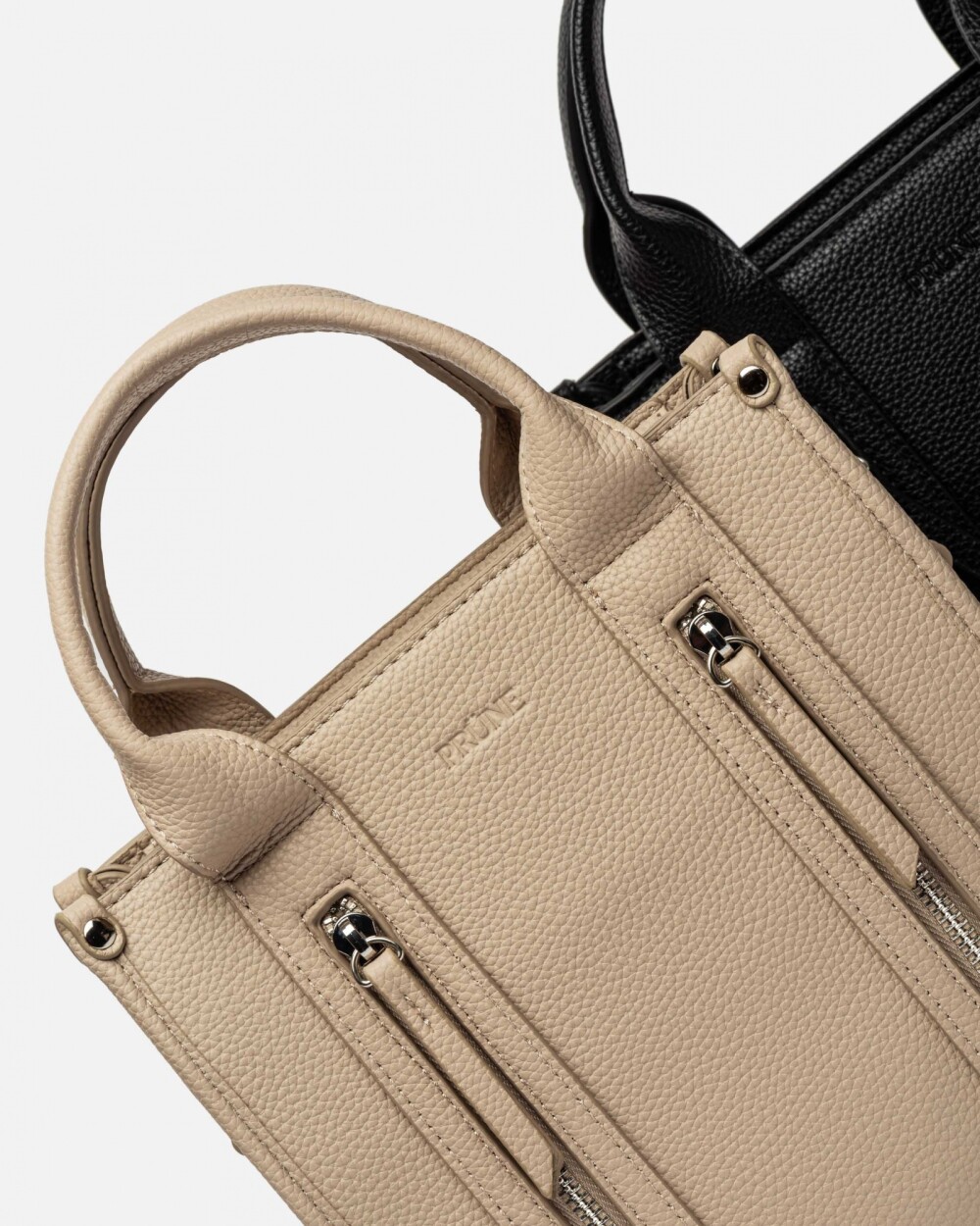 Cartera de Mano Oak en Efecto Cuero Liso Natural