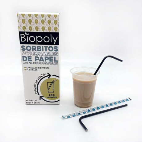 Sorbitos x 200 Compostables 6mm x25cm Flexible e/individual Sorbitos X 200 Compostables 6mm X25cm Flexible E/individual