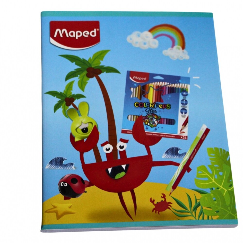 CUADERNO MAPED RAYADO DE 96 HOJAS TAPA CANGREJO