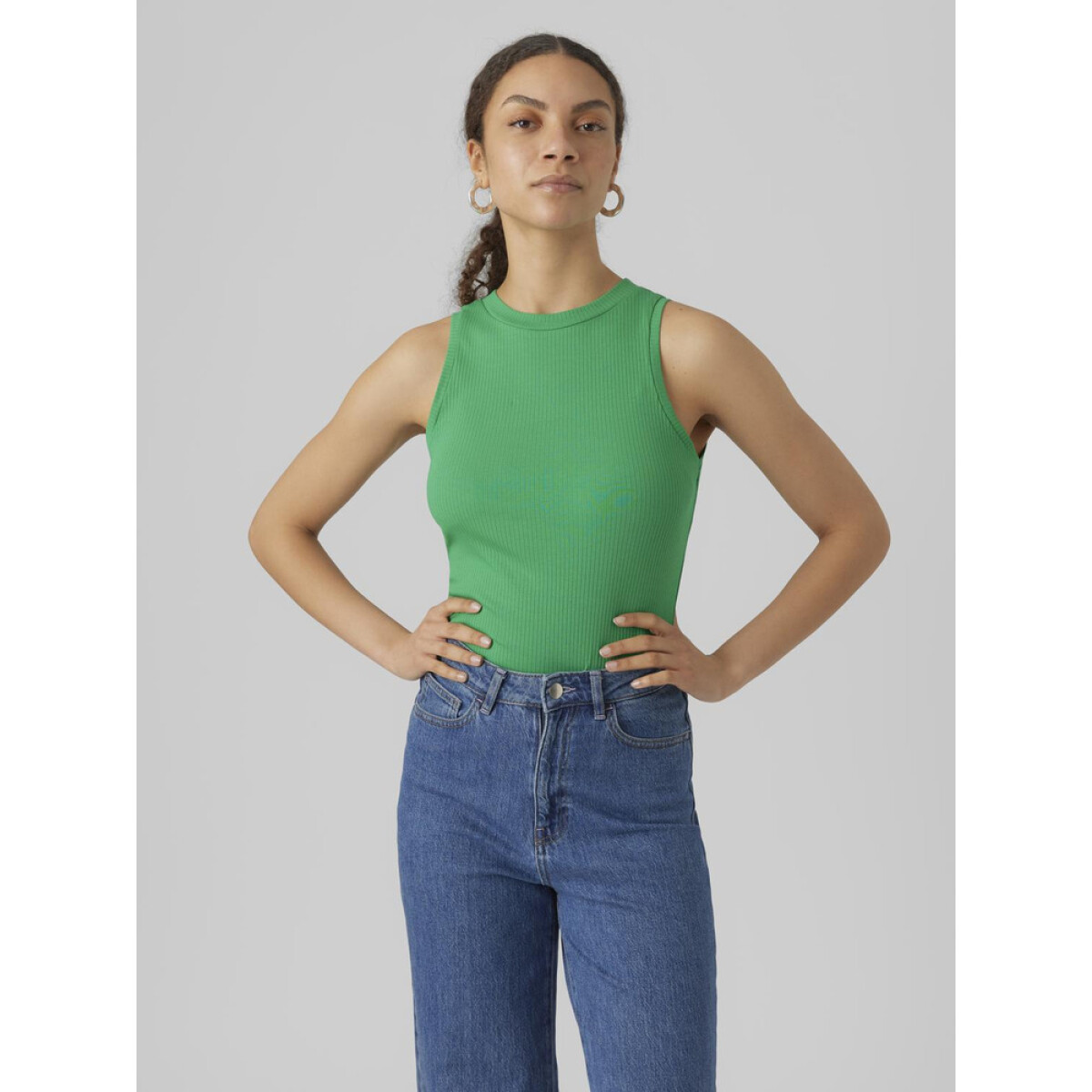 VMLAVENDER SL O-NECK TOP VMA NOOS - BRIGHT GREEN 