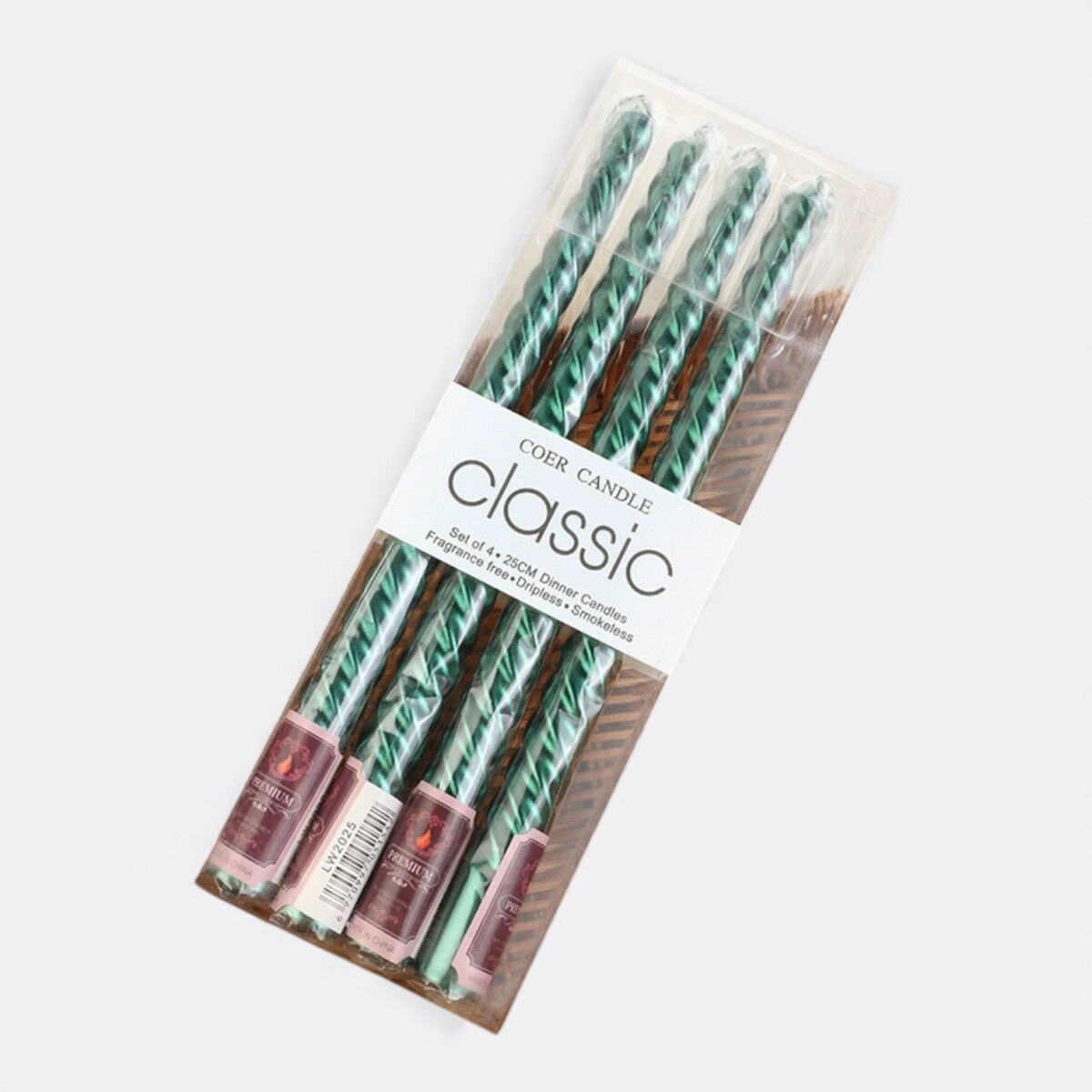 Pack de velas metalizadas torneadas x4 unidades - Verde 