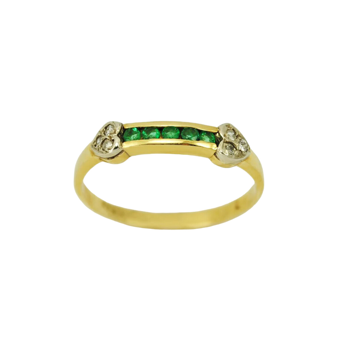 Anillo Oro 18K Con Esmeraldas Y Brillantes 