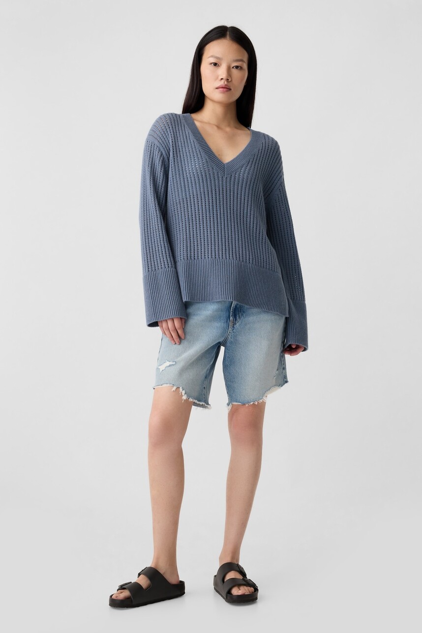 Buzo Cuello V Mujer Bainbridge Blue