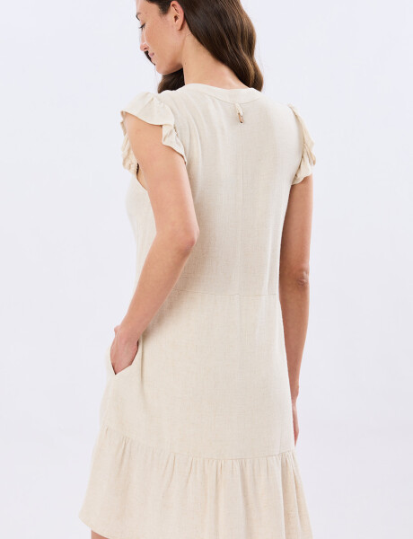 VESTIDO LISO DE LINO Arena
