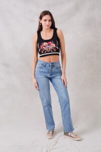 Top Intarsia Negro