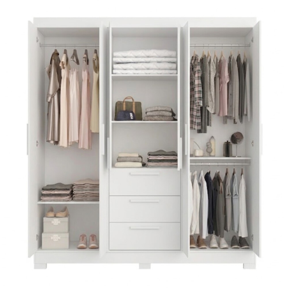 ROPERO 6 PUERTAS 3 CAJONES GUARDARROPA ARMARIO CLOSET PLACARD Blanco