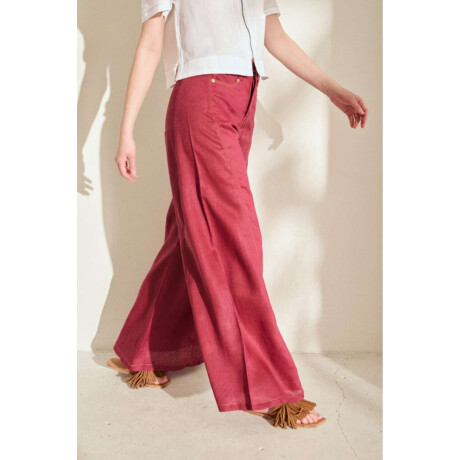 Pantalon Wide Xl Linen Ss26 Bordo