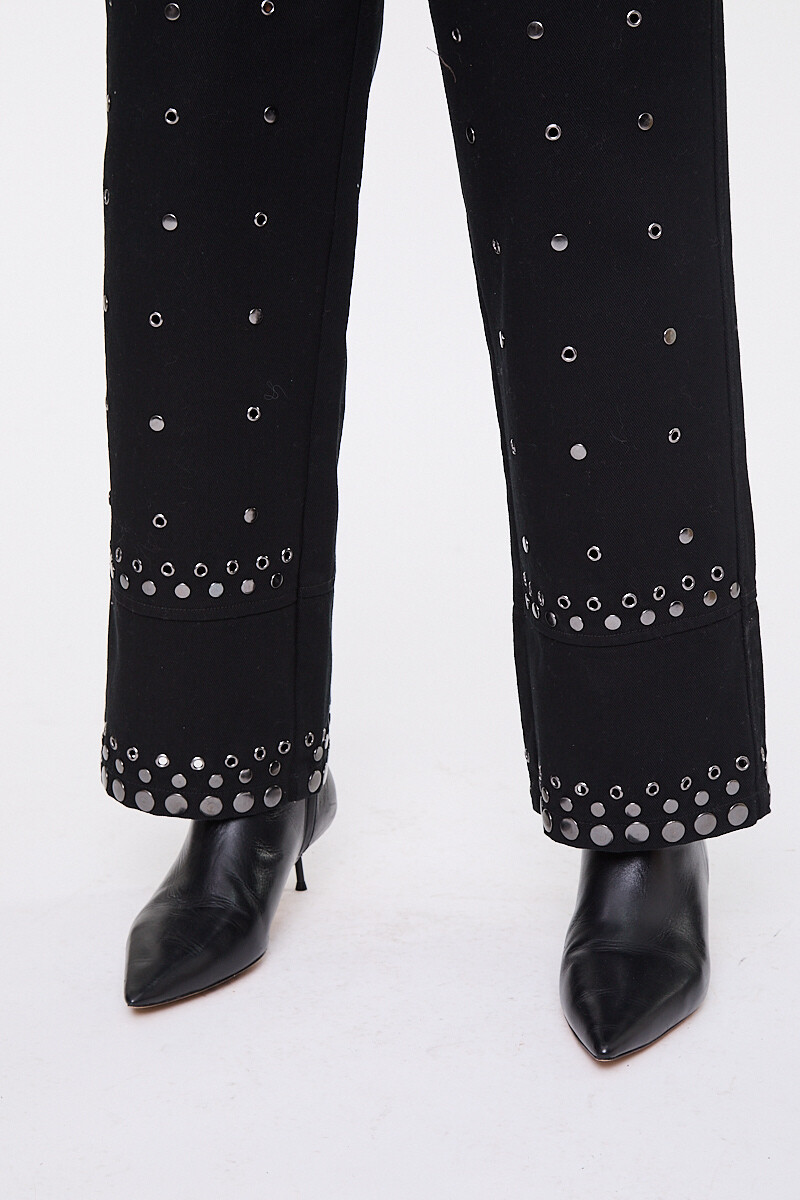 PANTALÓN CARROT TACHAS Negro