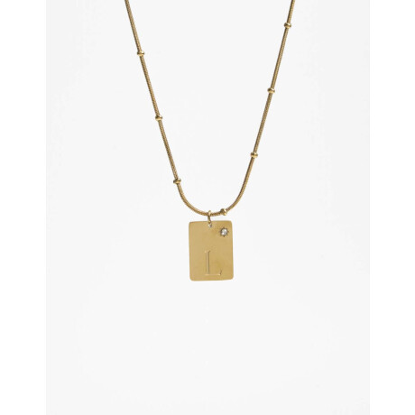 Cadena Corta Dije ''l'' Acero Dorado