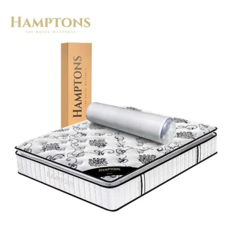 Promo Juego de Dormitorio Linea Naturale + Sommier 2 plazas Hamptons Hybrid Bronze BLANCO