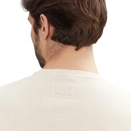 Short EA7 Emporio Armani Logo Series Sleeved Organic Cotton Cream