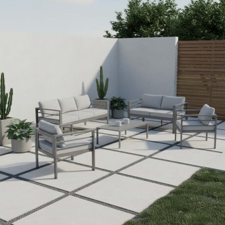 SET DE LIVING ALUMINIO GRIS SIRACUSA 5 PIEZAS