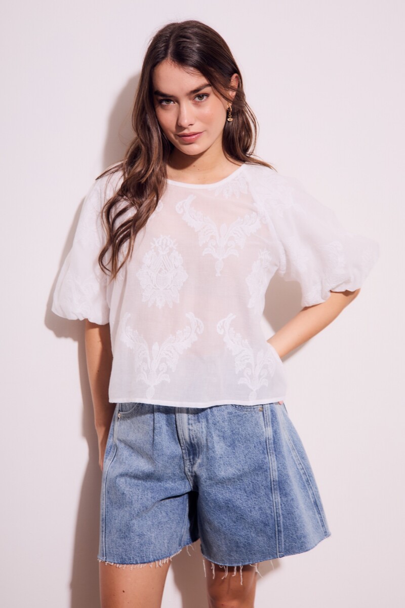 Blusa Manga Globo Crudo