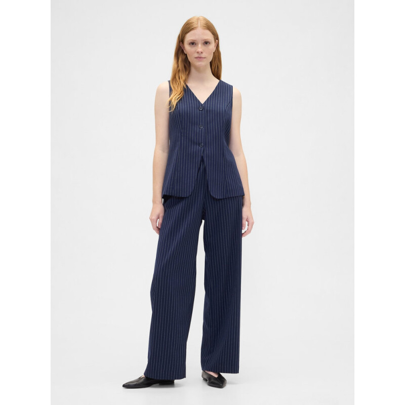 V-LONGLINE VEST - PVL NAVY PINSTRIPE