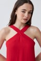 Maxi vestido escote halter rojo