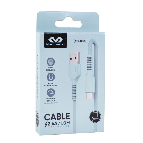 Cable Tipo C Miccell 2.4a 1.0m Celeste Cable Tipo C Miccell 2.4a 1.0m Celeste