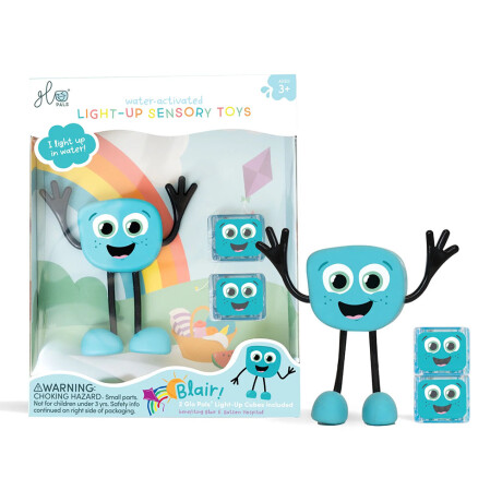 Juego de Baño Muñeco Glo Pals + 2 Cubos c/Luz Activados Agua Azul