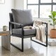 Sillón Poltrona Individual en Eco Cuero y metal Gris Oscuro