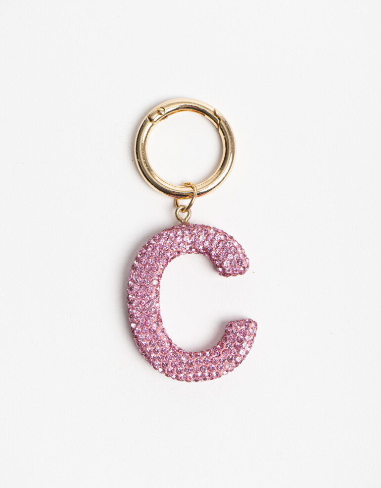 Llavero Strass Llavero Y Bag Charm Strass Letra "c" - Rosa Claro
