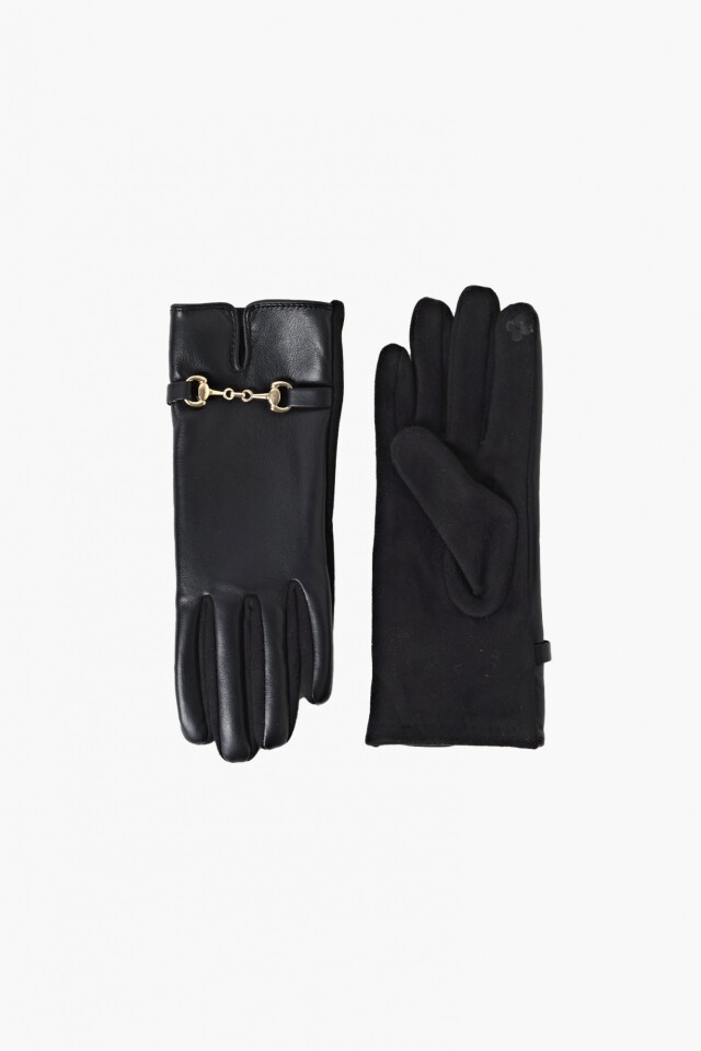 Guantes eco cuero hebilla negro