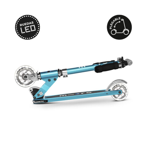 Monopatín Micro Sprite Plegable LED Ajustable con 2 Ruedas CELESTE