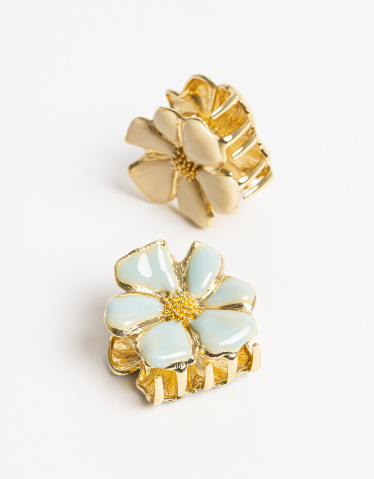 Broches Sets Flores Set De 2 Broches Flor De Metal Con Esmalte - Combinacion Bicolor