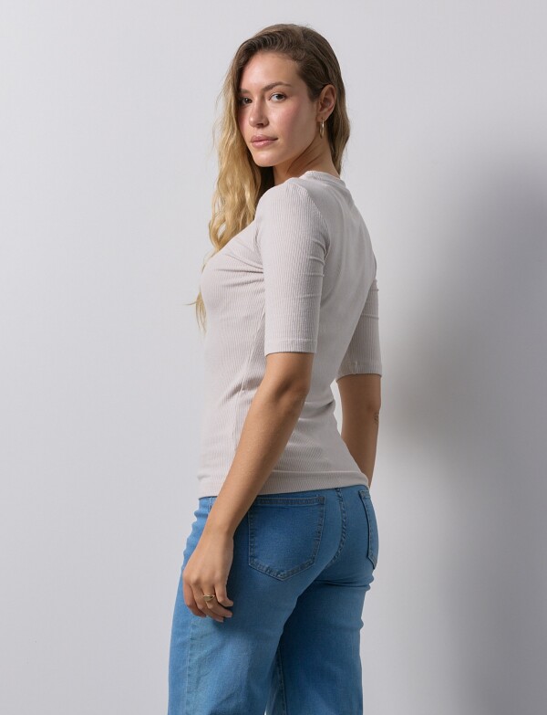 Remera Modal Ribs BEIGE