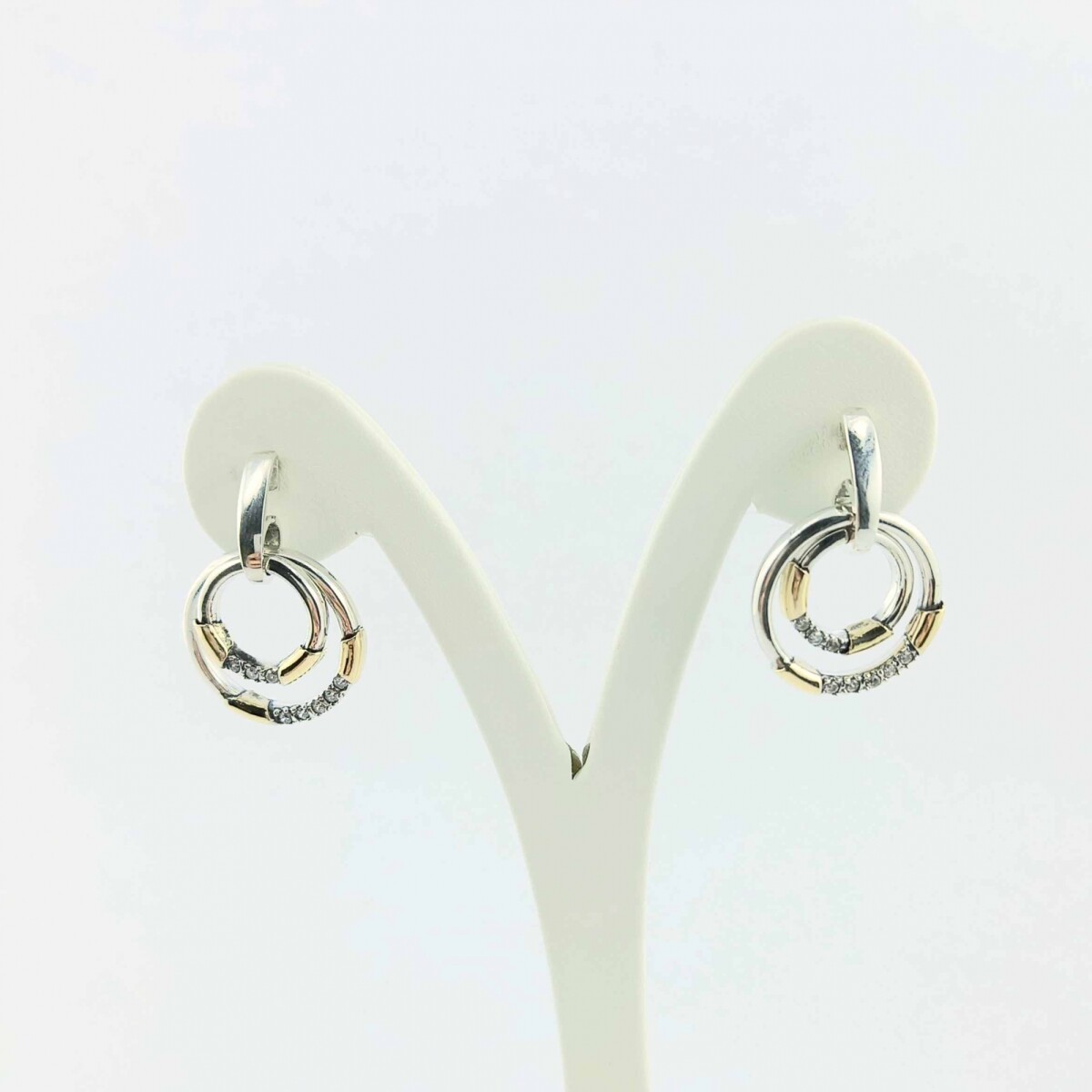 Caravanas de plata 925 con double de oro 18k y circonias. 