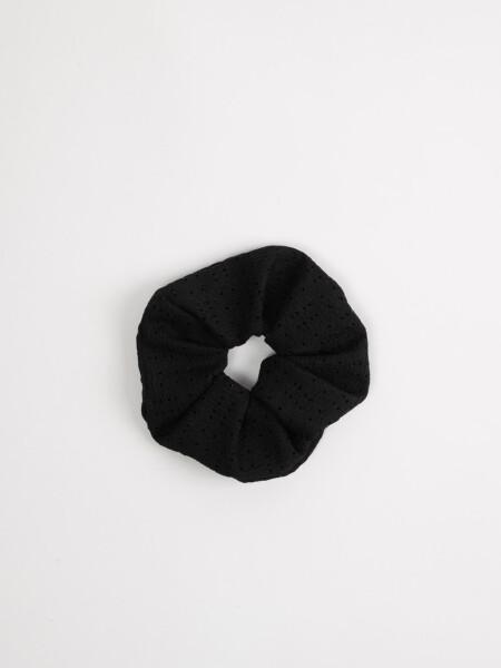 Scrunchie pointelle Negro