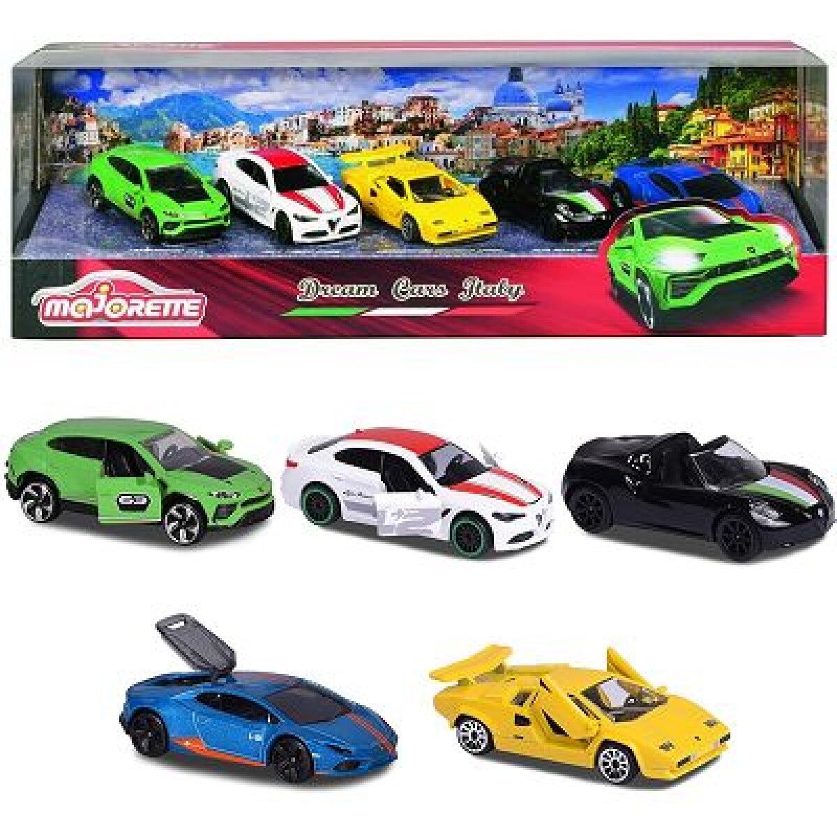 Pack X5 Autitos Majorette Dream Cars Italy 7,5 cm 
