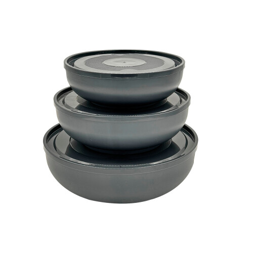 RECIPIENTES REDONDOS CON TAPA SIMPATIA FRESHLIFE SET X3 GRIS