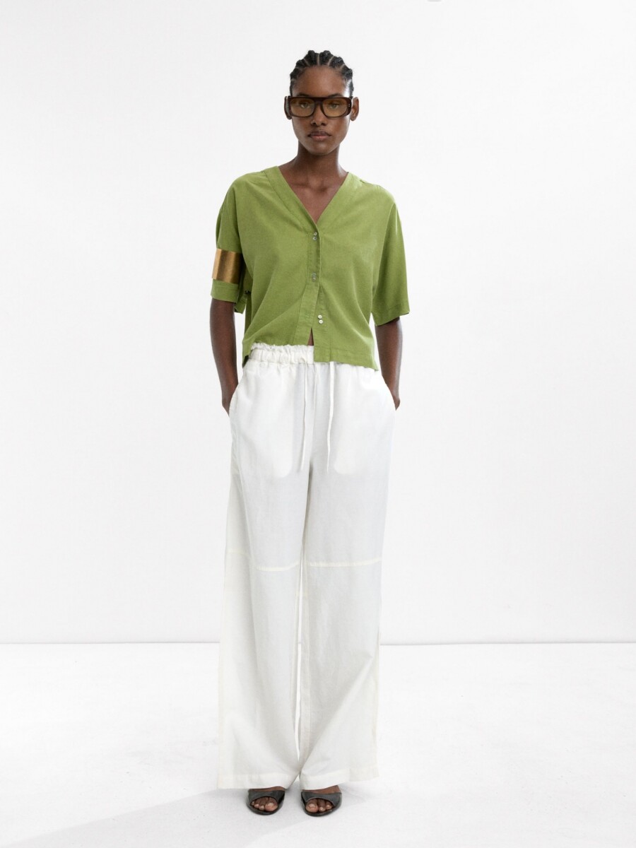 Camisa Manga Corta 100% Lyocell verde