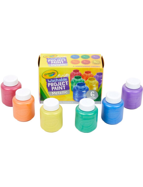 Set x6 pintura lavable Crayola colores metálicos 59ml cada frasco Set x6 pintura lavable Crayola colores metálicos 59ml cada frasco