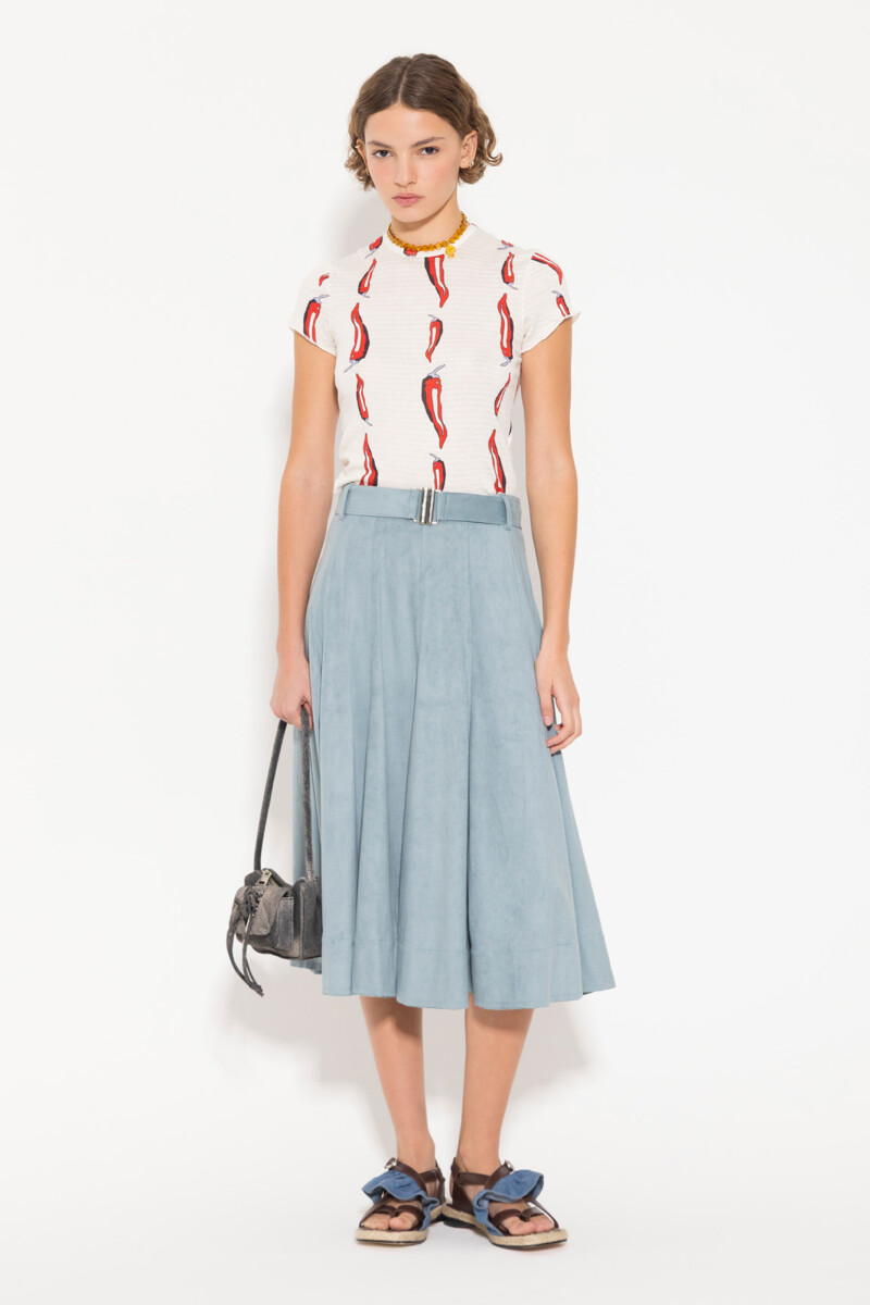 POLLERA SUEDE Celeste