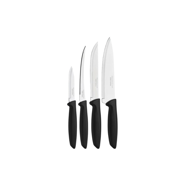 PACK CUCHILLOS TRAMONTINA PLENUS 4 PIEZAS NEGRO