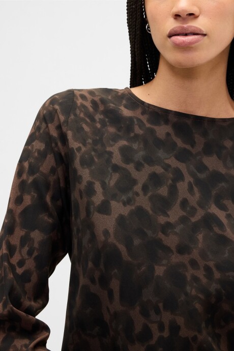 Remera Cuello Bote Mujer Brown Leopard