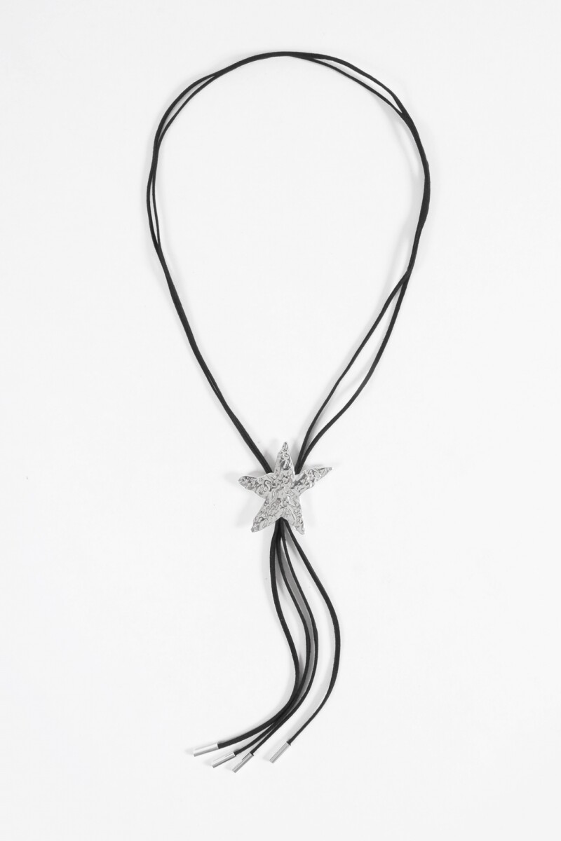 Collar cordón suede estrella plateado