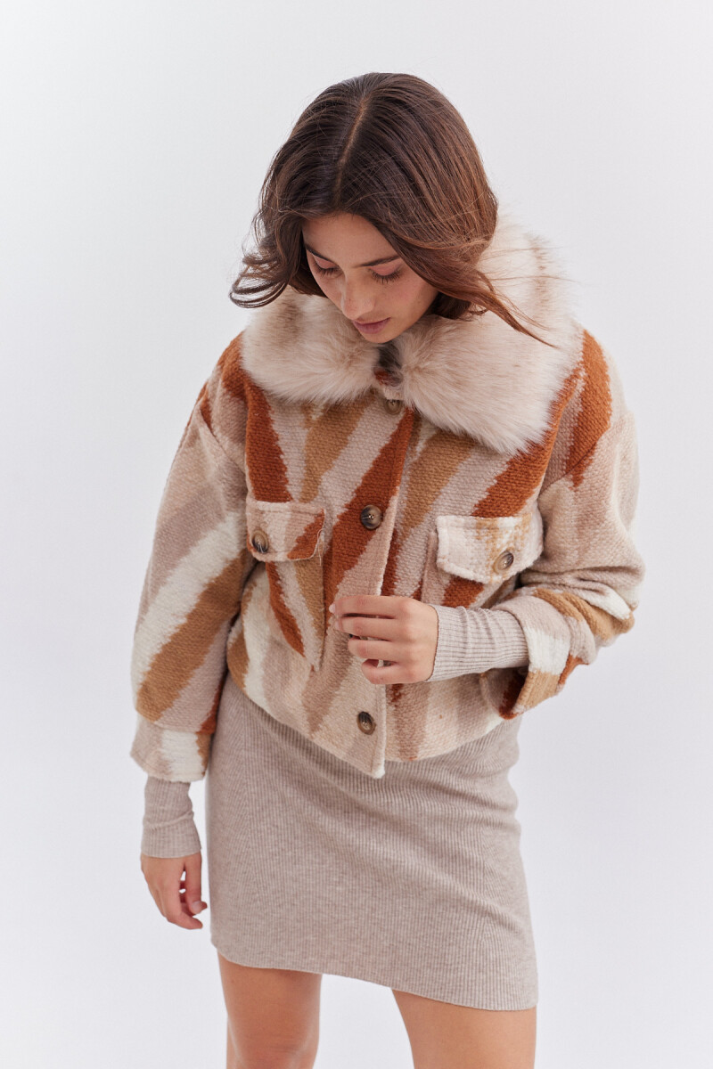 Campera Power Lineas Camel/Beige