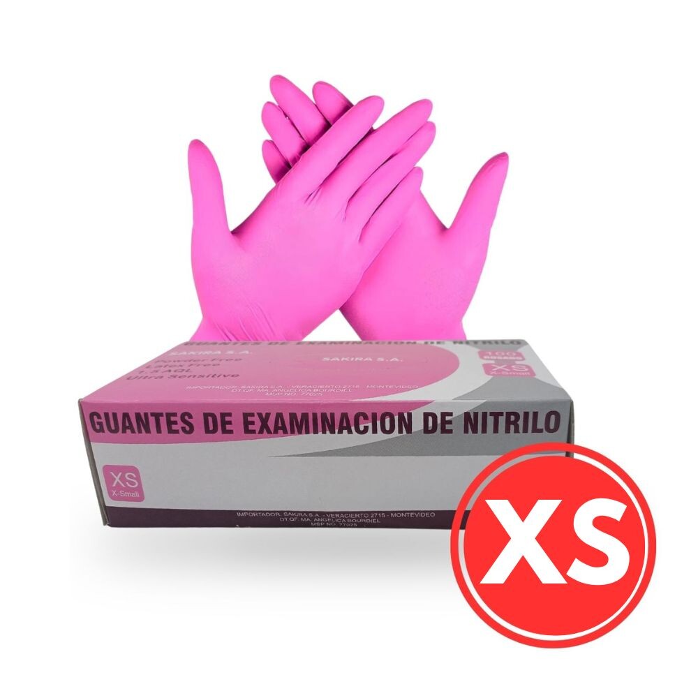 GUANTES DE NITRILO ROSA Xs