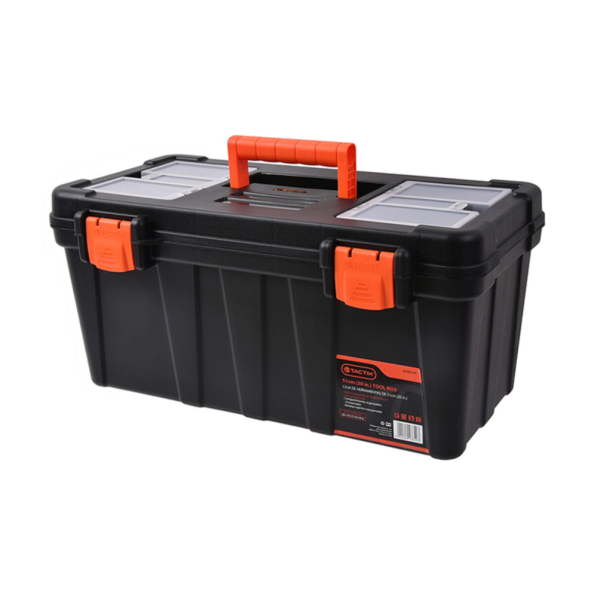 Caja negra cierres naranja y tapa organizadora 20" - TT0226 