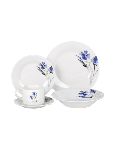 JUEGO DE VAJILLA PORCELANA 20 PZAS FLORES AZULES JUEGO DE VAJILLA PORCELANA 20 PZAS FLORES AZULES