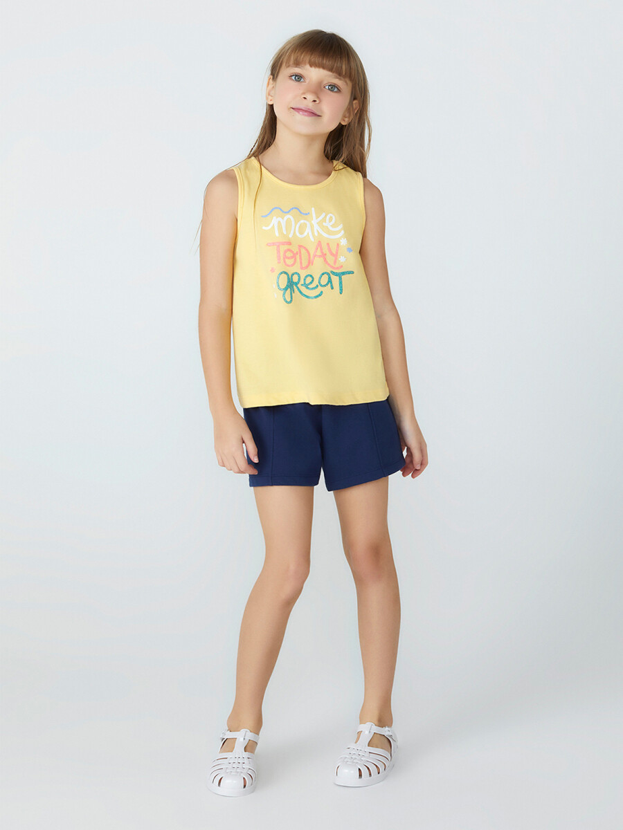 CONJUNTO DE NIÑA CON ESTAMPA - AMARILLO 