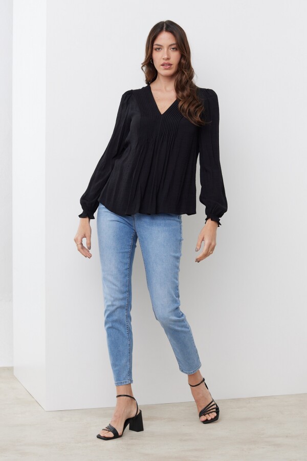 Blusa Plisada NEGRO