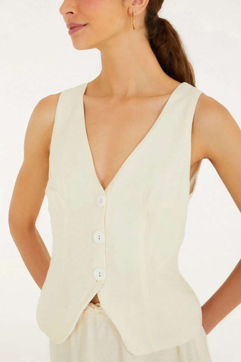 TOP CHALECO FLOR Beige