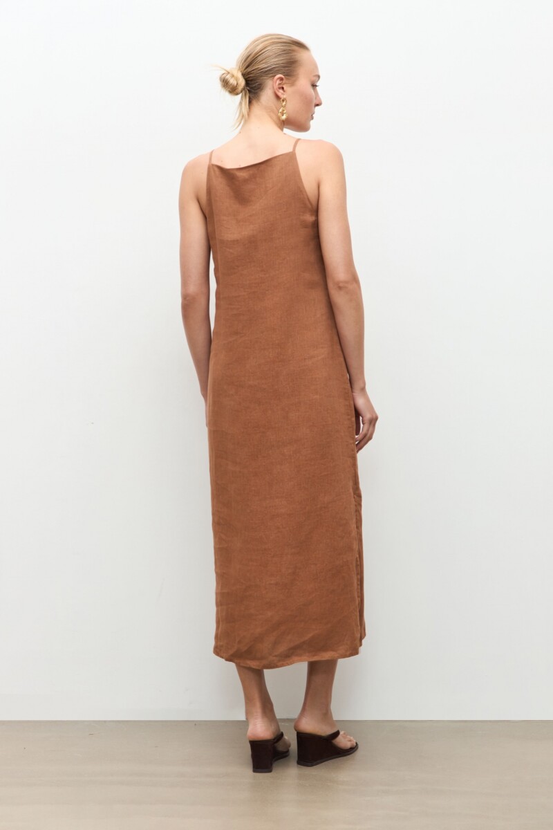 Vestido 100% Lino camel