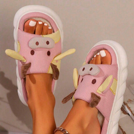 Pantufla Vaca Sandalia Suela Alta Suaves Cómodas Rosa