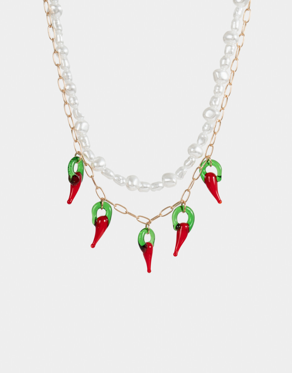 Collar Corto Con Perlas 