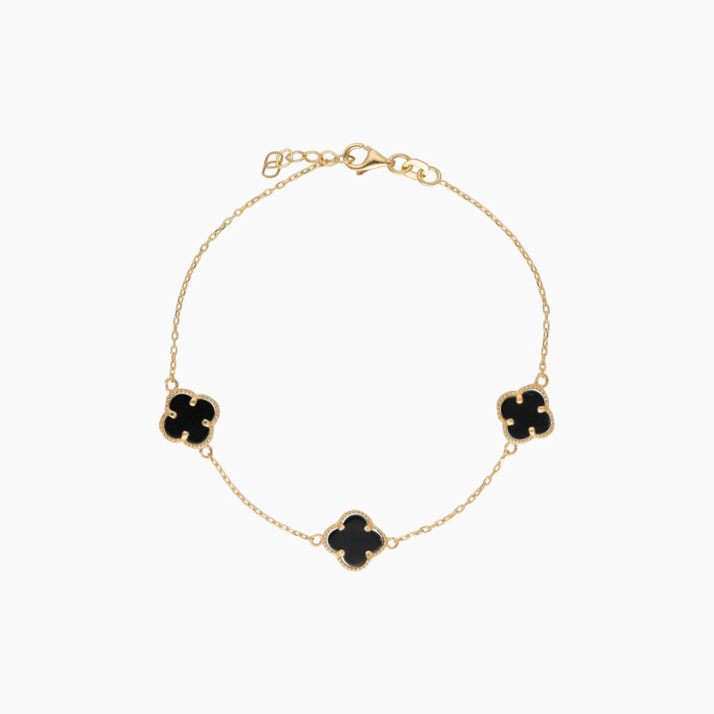 Pulsera en oro 18K estilo Van Cleef con 3 ónix Pulsera En Oro 18k Estilo Van Cleef Con 3 ónix